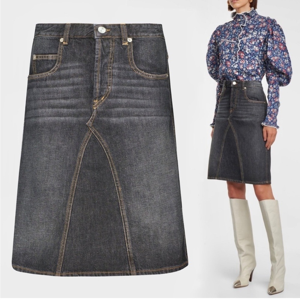 ISABEL MARANT ÉTOILE Fiali Denim Skirt in Grey‎ Size FR 36 s small pencil